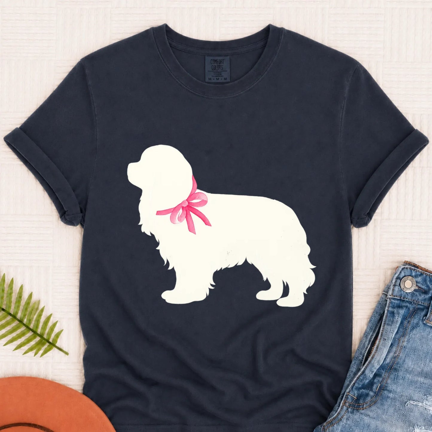 T-Shirt Navy / S Cavalier King Charles Silhouette Unisex TShirt