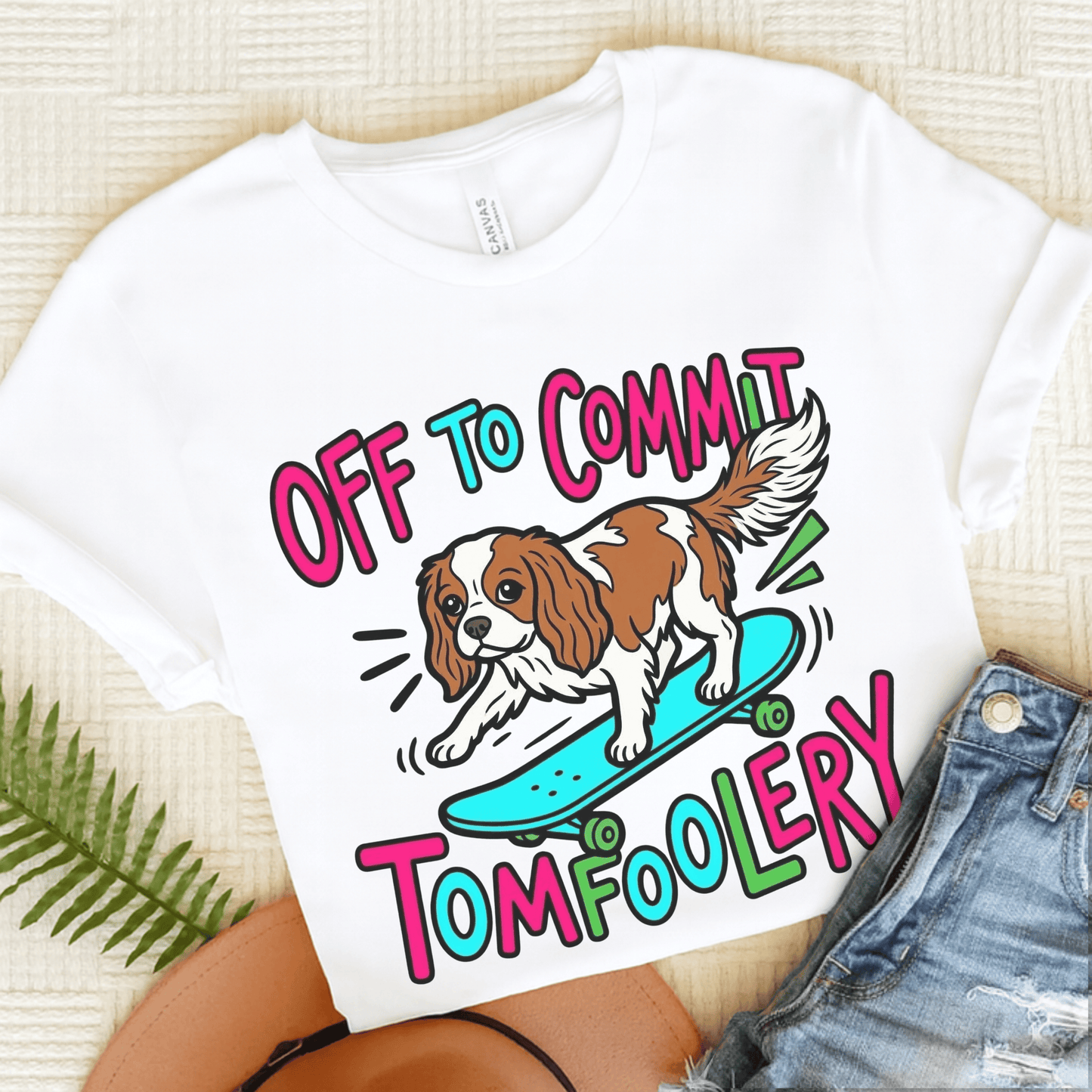 Personalized Cavalier Skateboarding Unisex TShirt White