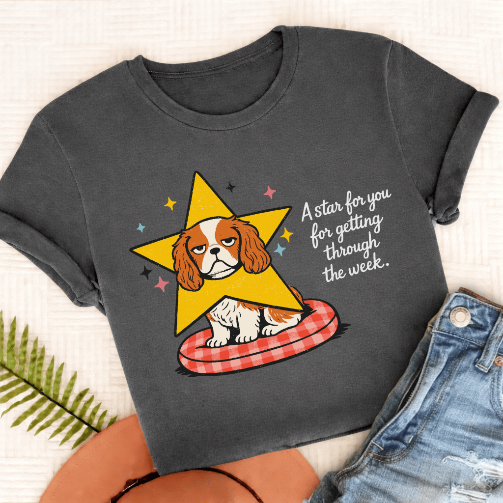 Cavalier King Charles Star for You Unisex TShirt Comfort Colors Pepper