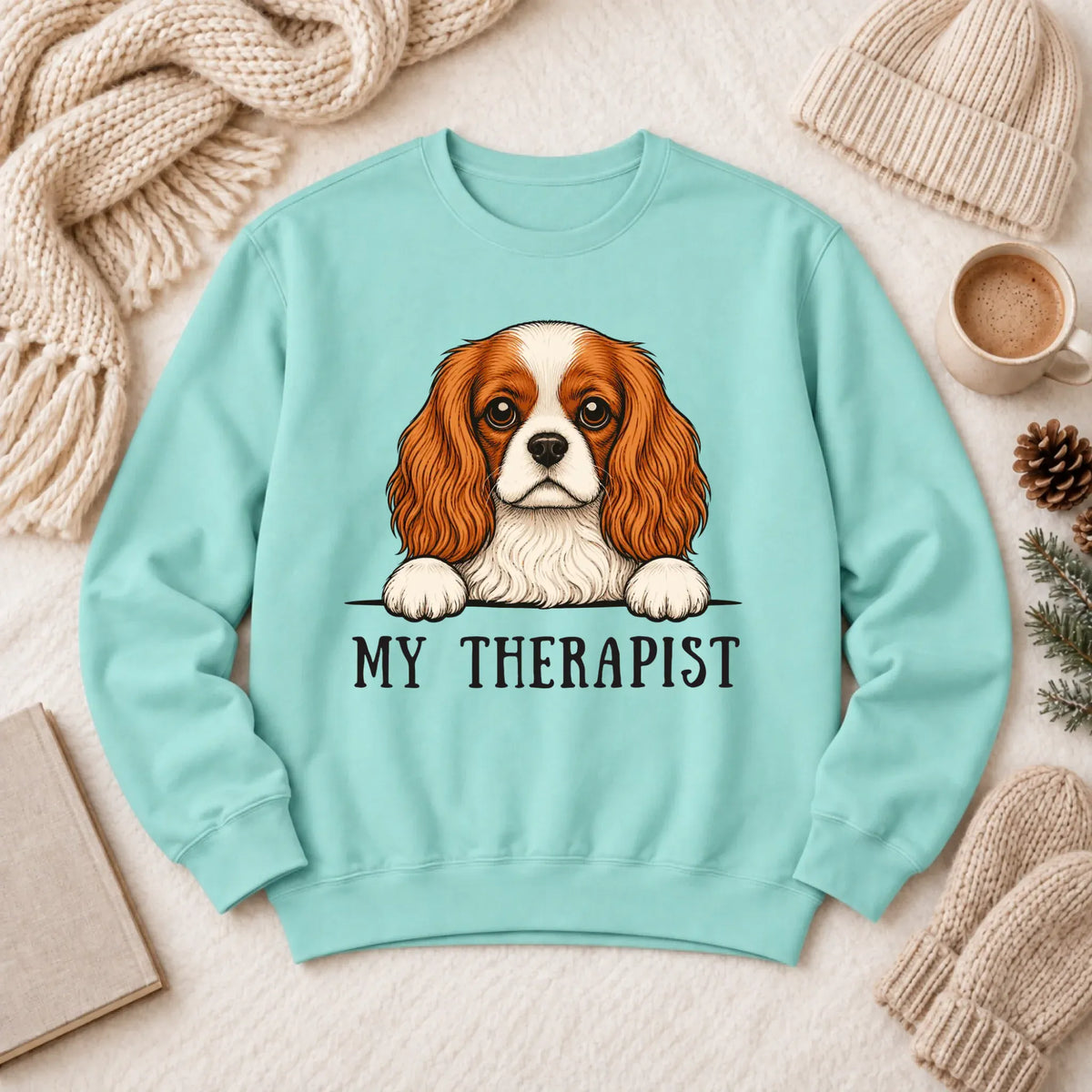 Cavalier King Charles Therapist Unisex Sweatshirt Chalky Mint