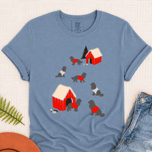 Cavalier King Charles Winter Snow Play Unisex Tshirt Blue Jean