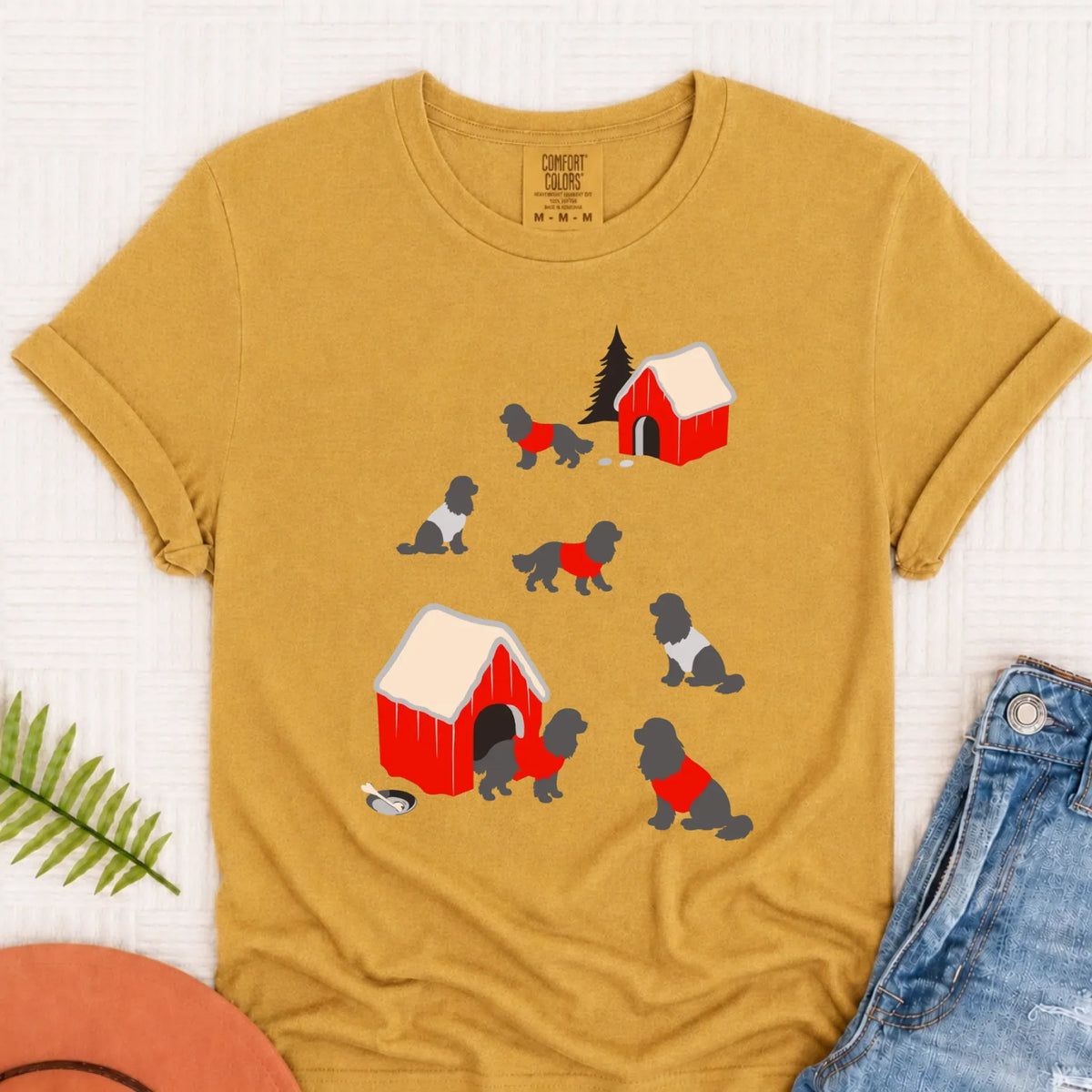 Cavalier King Charles Winter Snow Play Unisex Tshirt Mustard