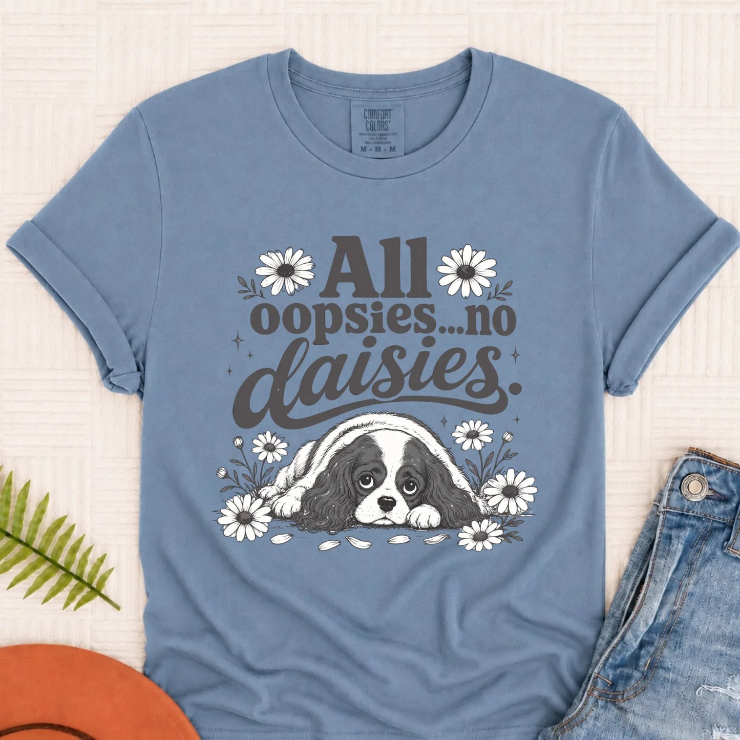 T-Shirt Blue Jean / S Cavalier King Oopsie Daisies Unisex TShirt