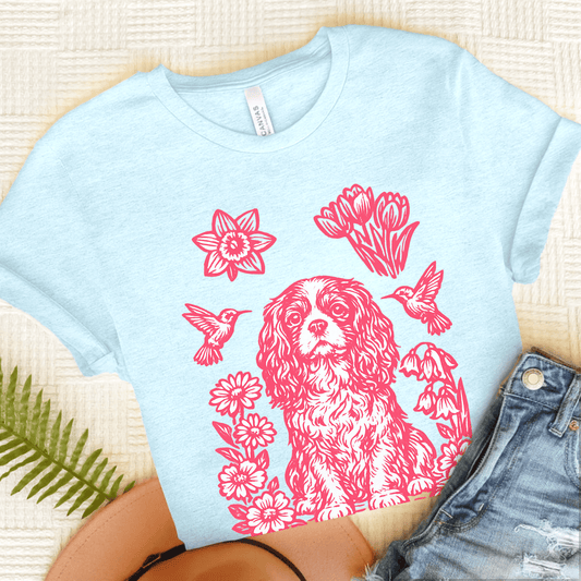 Cavalier Hummingbirds Unisex TShirt Heather Ice Blue