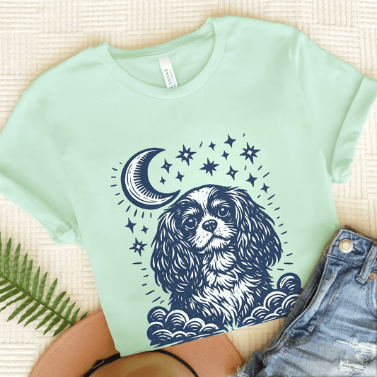 Cavalier Moon and Stars Unisex TShirt Heather Mint
