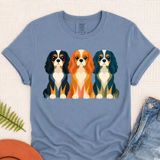 Cavalier Little Hearts Unisex TShirt Blue Jean