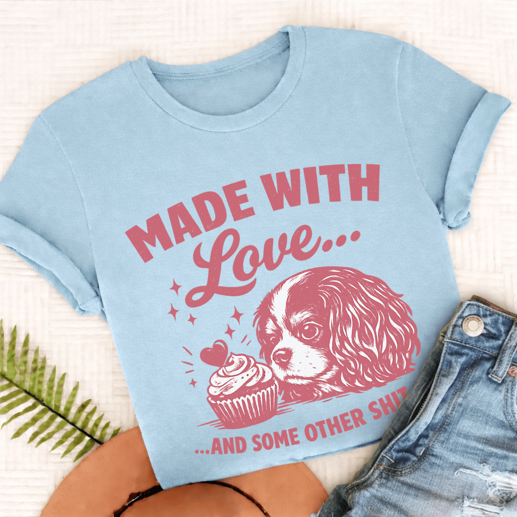 Cavalier Made with Love Unisex TShirt Comfort Colors Chambray