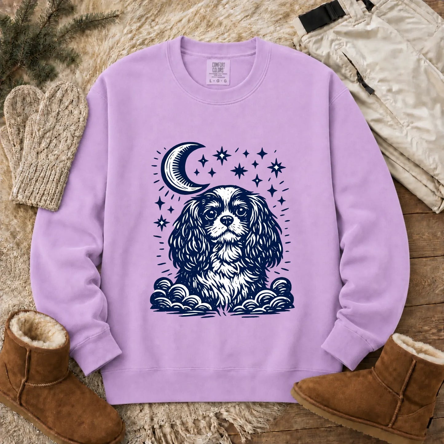 Sweatshirt Orchid / S Cavalier Moon and Stars Nighttime Unisex Sweatshirt