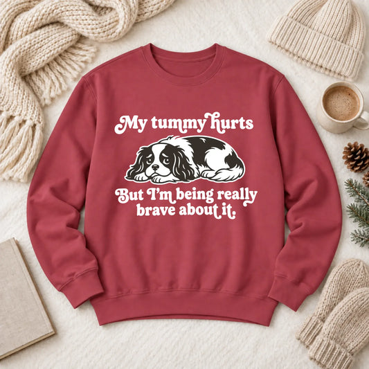 Cavalier My Tummy Hurts Funny Unisex Sweatshirt 1466 LW Sweatshirt Dark Crimson