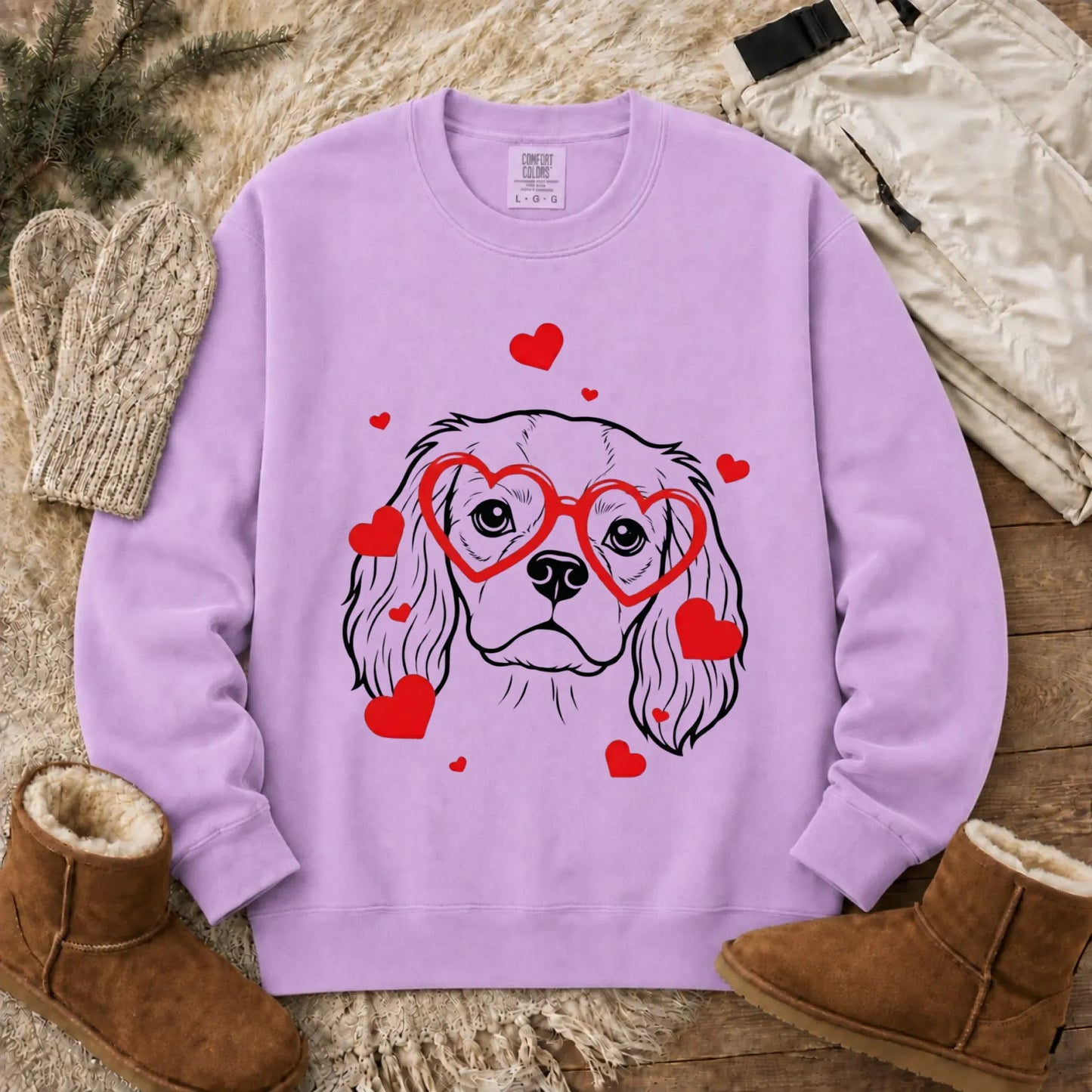 Cavalier Nerdy Love Valentine Unisex Sweatshirt Orchid