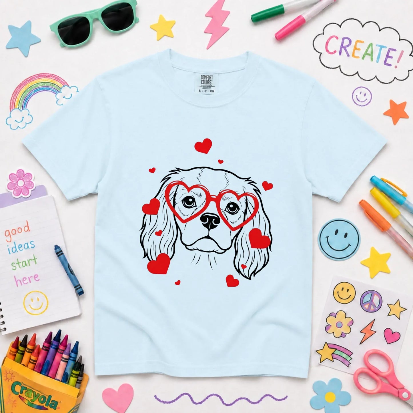 Cavalier Nerdy Love Valentine Unisex Youth TShirt Chambray