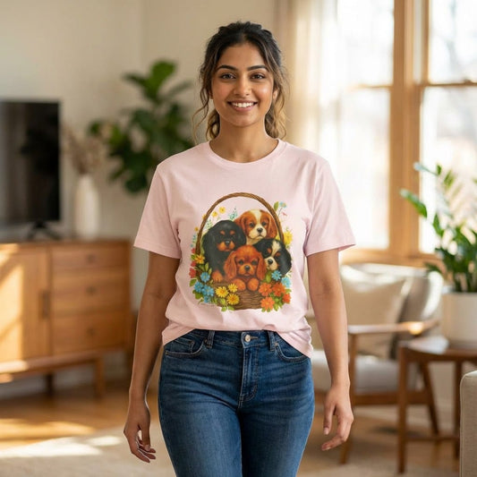 Cavalier Puppy Basket Unisex TShirt