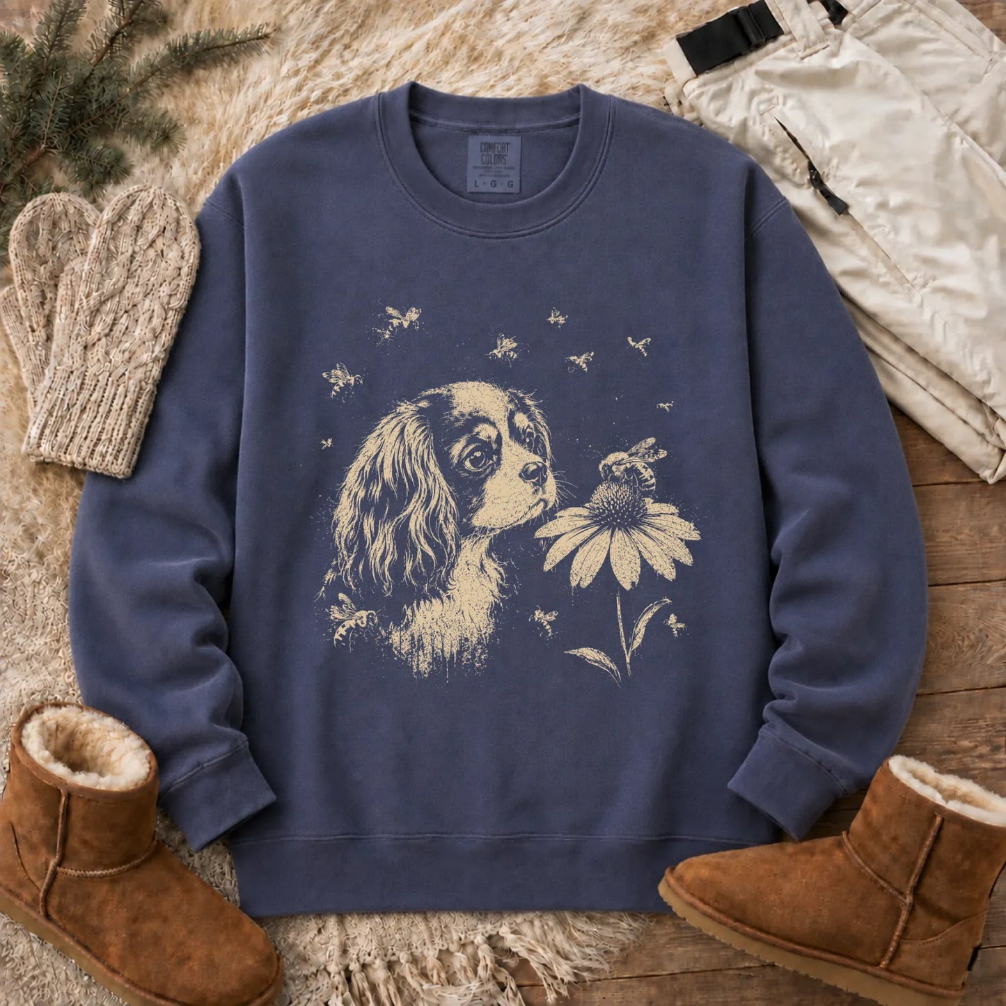 Sweatshirt Denim / S Cavalier Spring Bumble Bee Unisex Sweatshirt