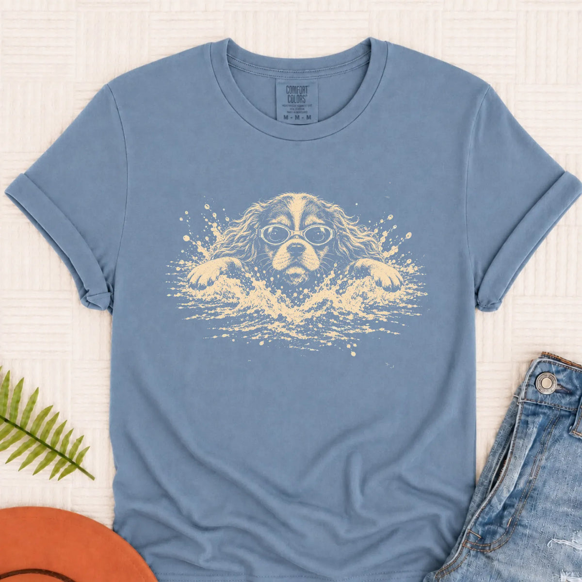 Cavalier Swimming Pool Swimmer Unisex TShirt Blue Jean