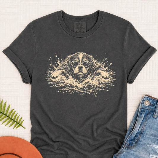 Cavalier Swimming Pool Swimmer Unisex TShirt Pepper