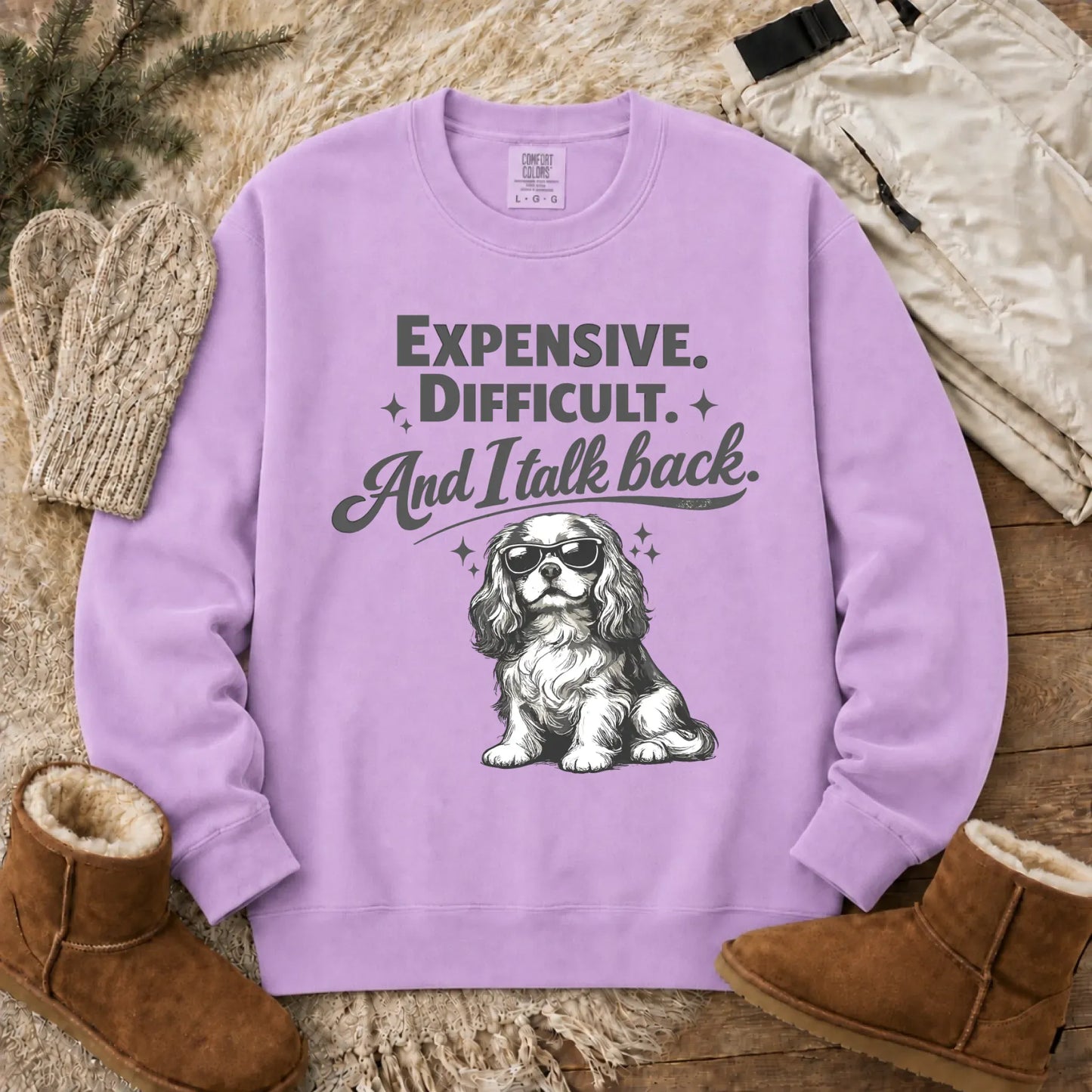 Cavalier Talk Back Funny Unisex Sweatshirt Orchid