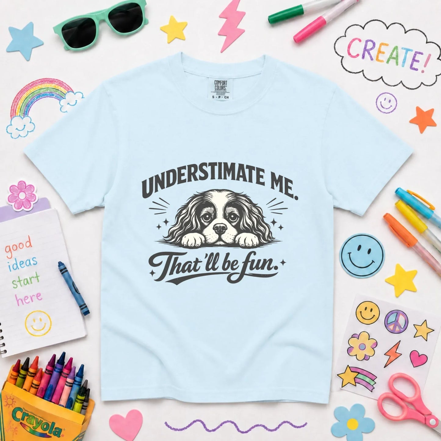Cavalier Underestimate Me Snark Unisex YOUTH TShirt Chambray