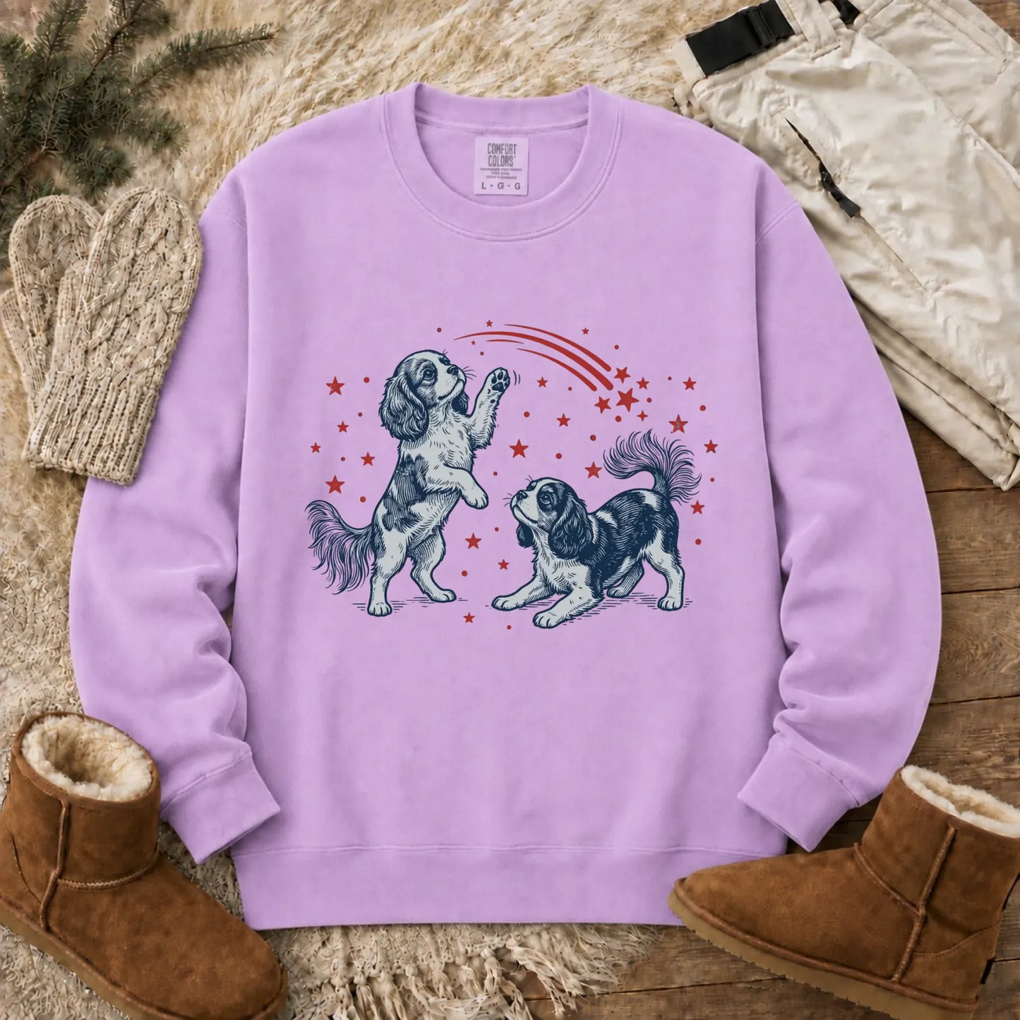 Cavalier USA Stars Patriotic Unisex Sweatshirt Orchid