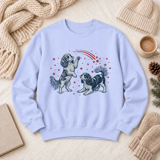 Cavalier USA Stars Patriotic Unisex Sweatshirt Hydrangea