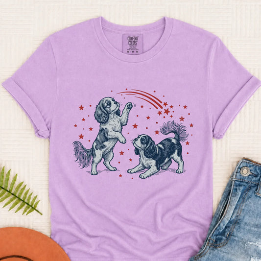 Cavalier USA Stars Patriotic Unisex TShirt Orchid