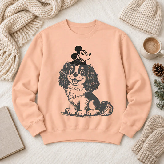 Cavalier Vintage Cartoon Mouse Unisex Sweatshirt Peachy