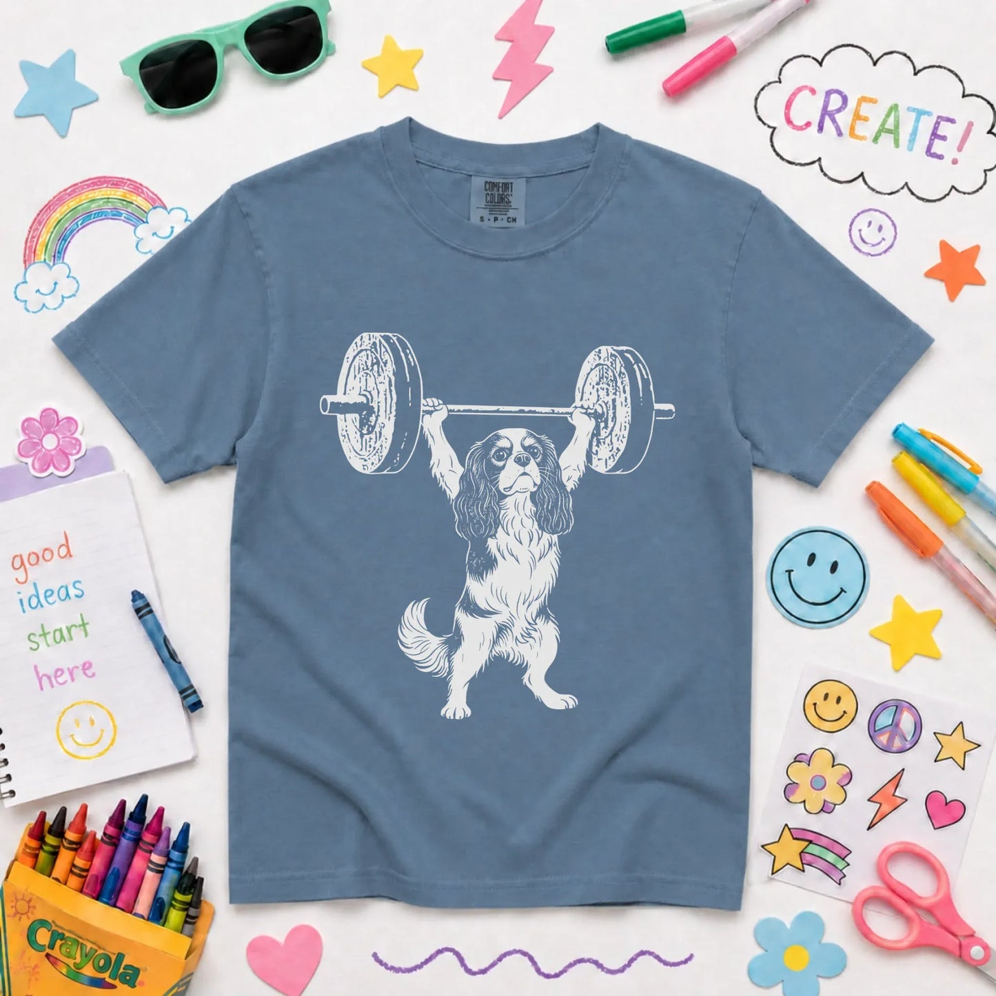 Cavalier Weight Training Fitness Unisex YOUTH TShirt Blue Jean