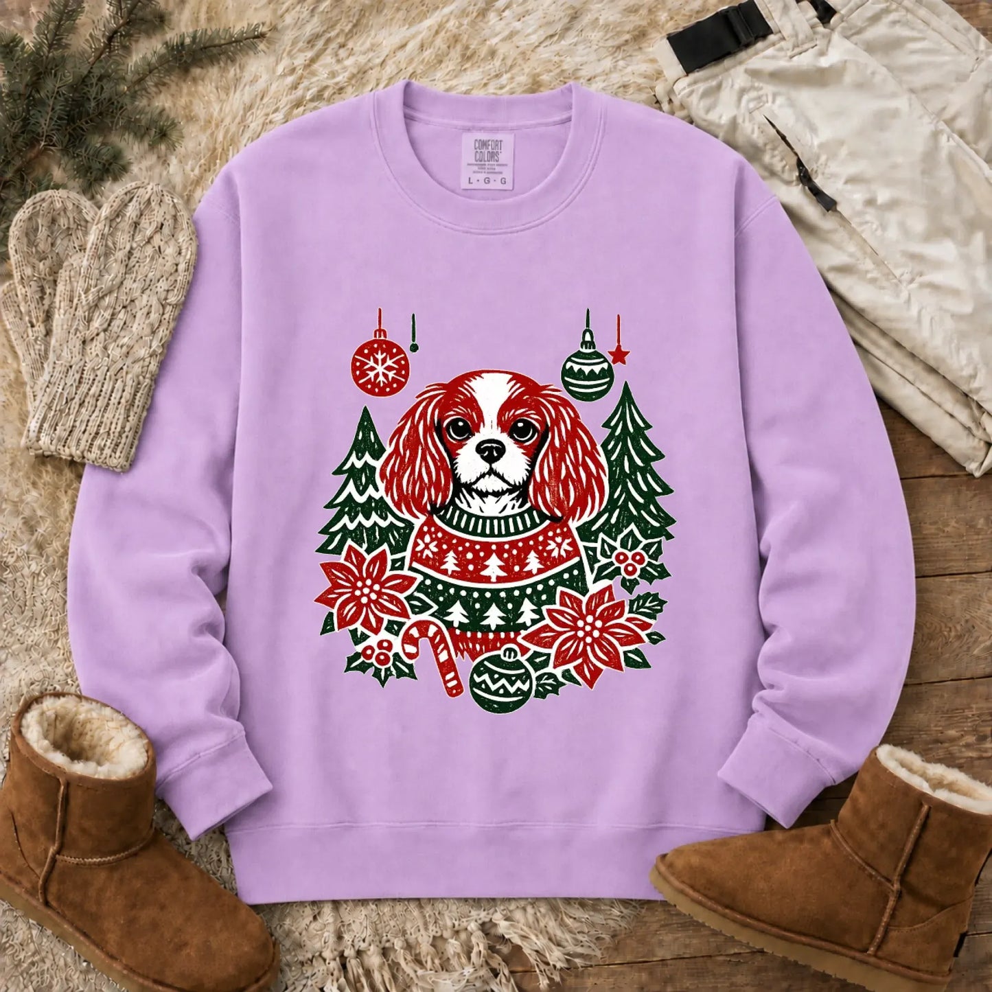 Sweatshirt Orchid / S Cavalier Woodcut Christmas Unisex Sweatshirt
