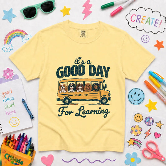 Cavalier YOUTH Teacher Good Day to Learn Unisex Tshirt NEW Youth Midweight Tee Butter
