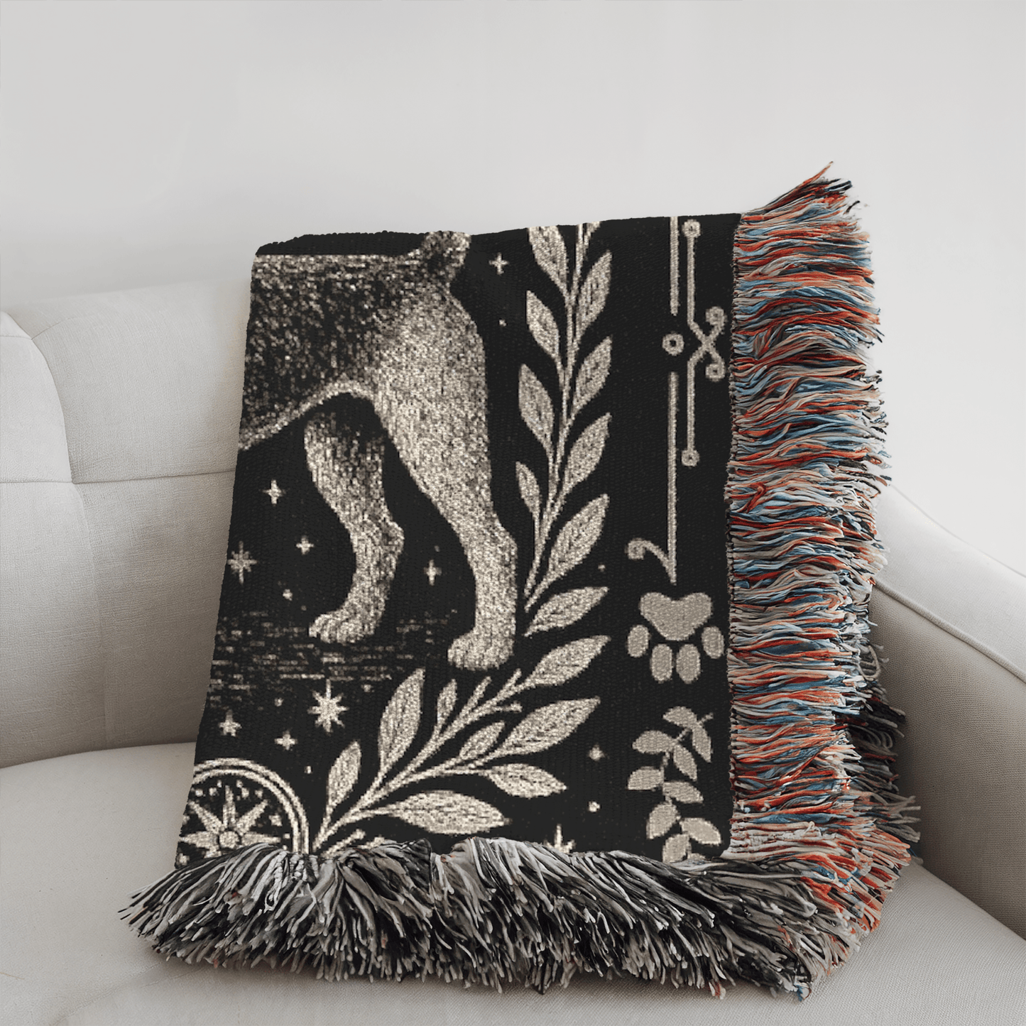 Printify Home Decor Celestial Woven Blanket, Airedale Boho Tapestry, Forest Core, Witchy Decorations, Home Throw, Dog Mom Housewarming Gift, Mystical New Home