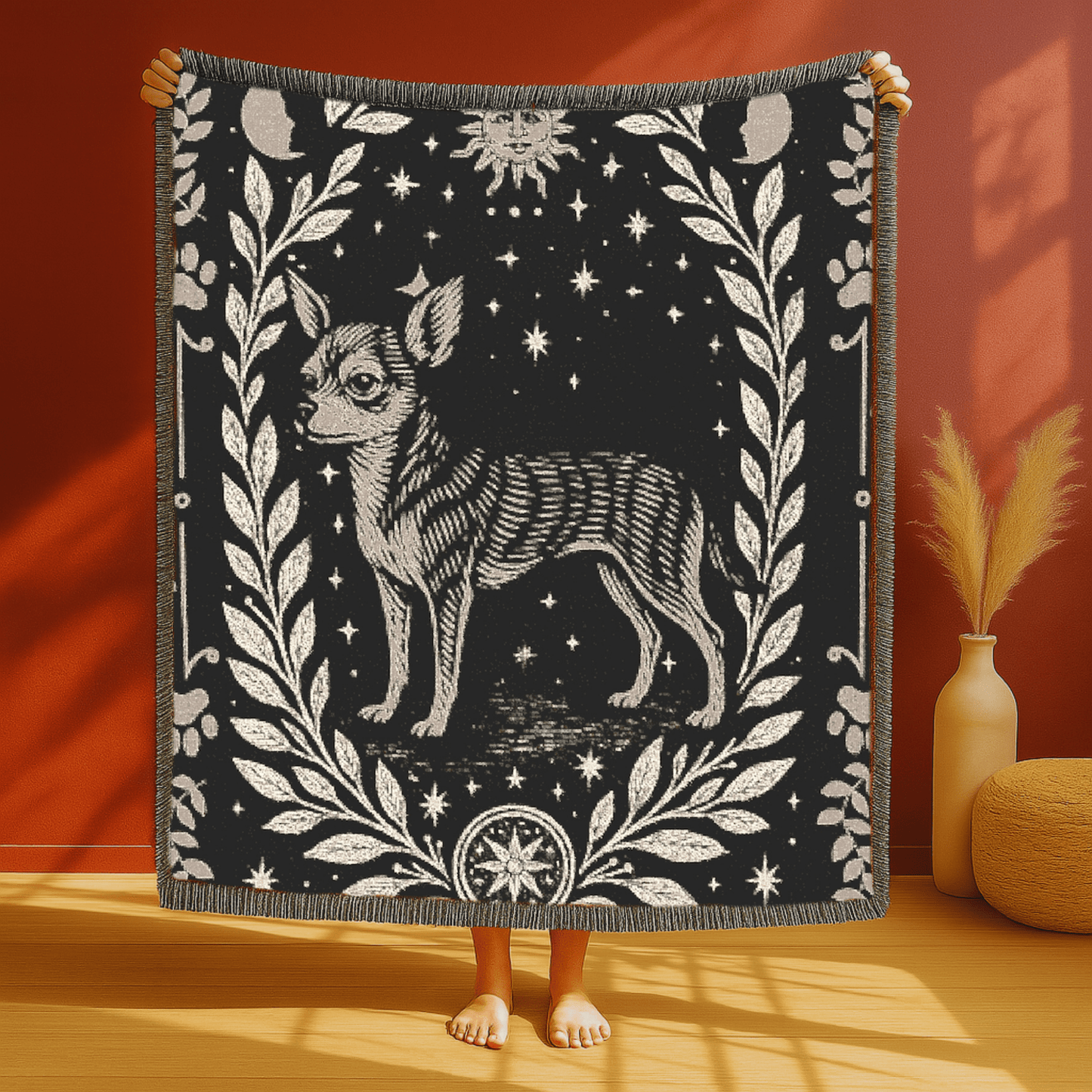 Printify Blanket Chihuahua Celestial Woven Blanket