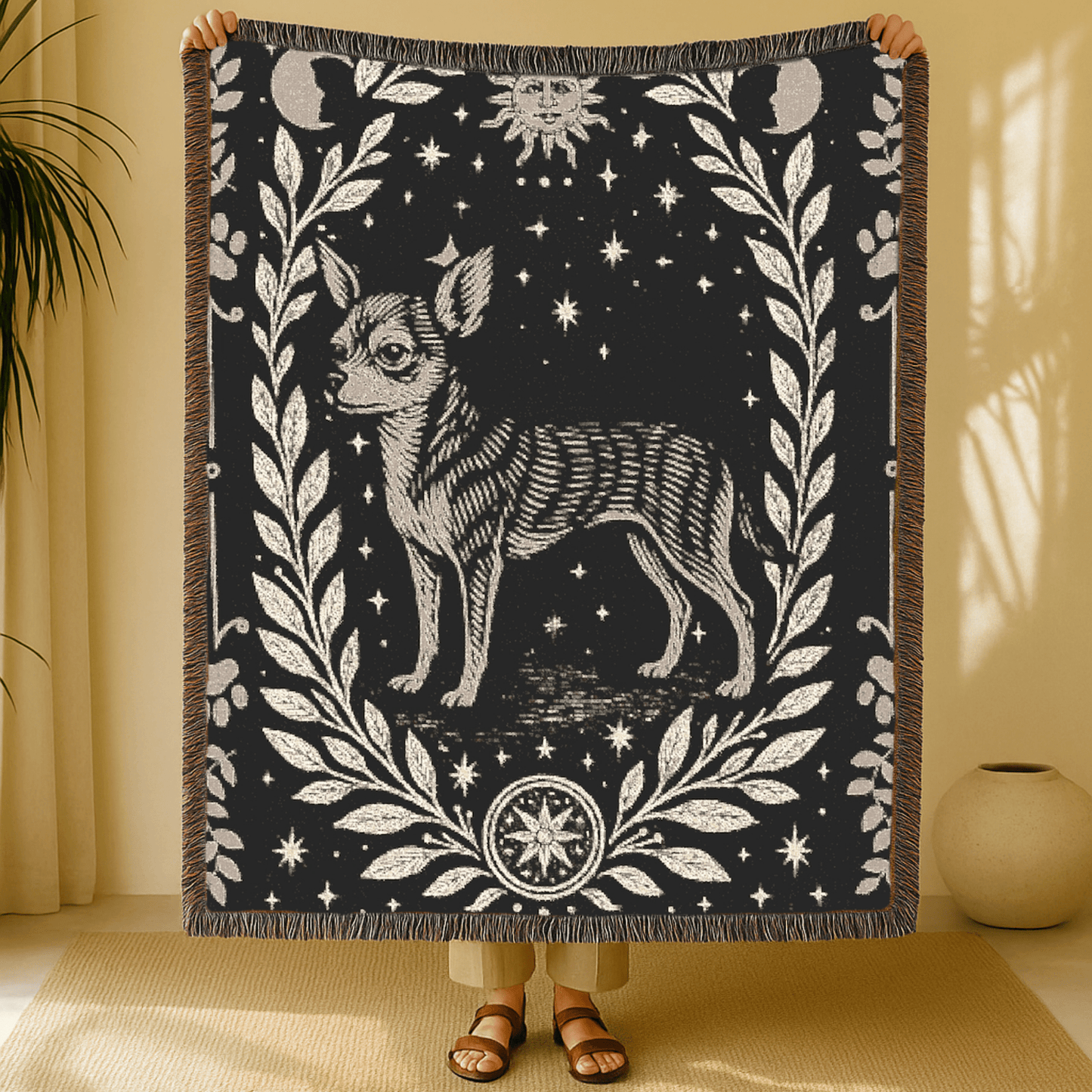 Printify Blanket Chihuahua Celestial Woven Blanket