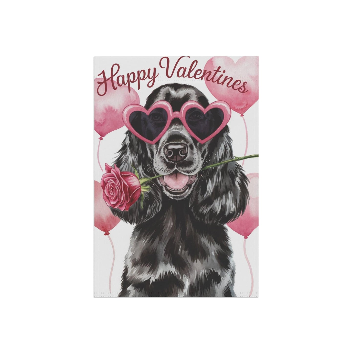 Printify Home Decor Cocker Spaniel Valentines Day Small Decorative Garden Flag, Hearts Yard Lawn Decor