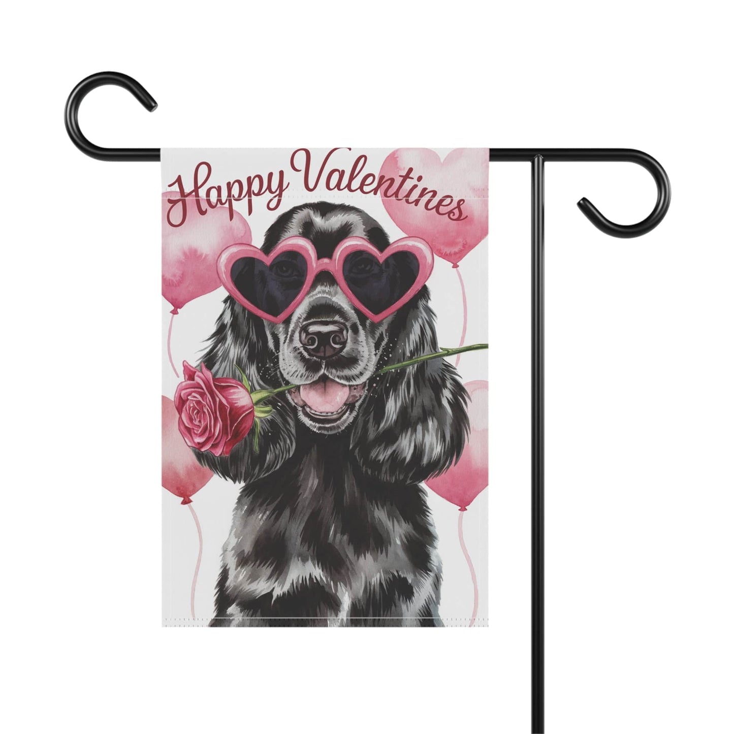 Printify Home Decor Cocker Spaniel Valentines Day Small Decorative Garden Flag, Hearts Yard Lawn Decor