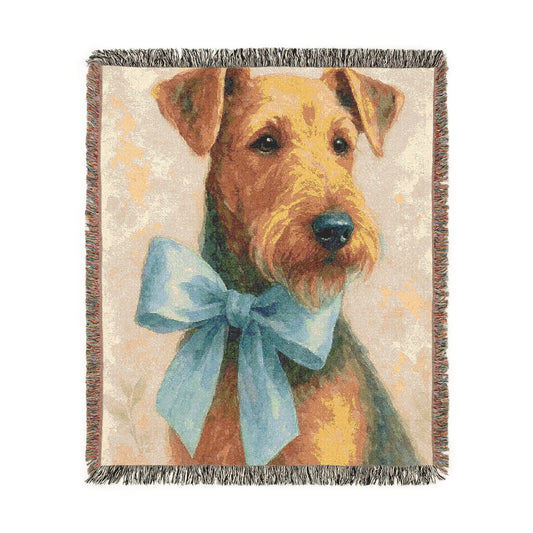 Airedale Terrier Blue Coquette Woven Blanket