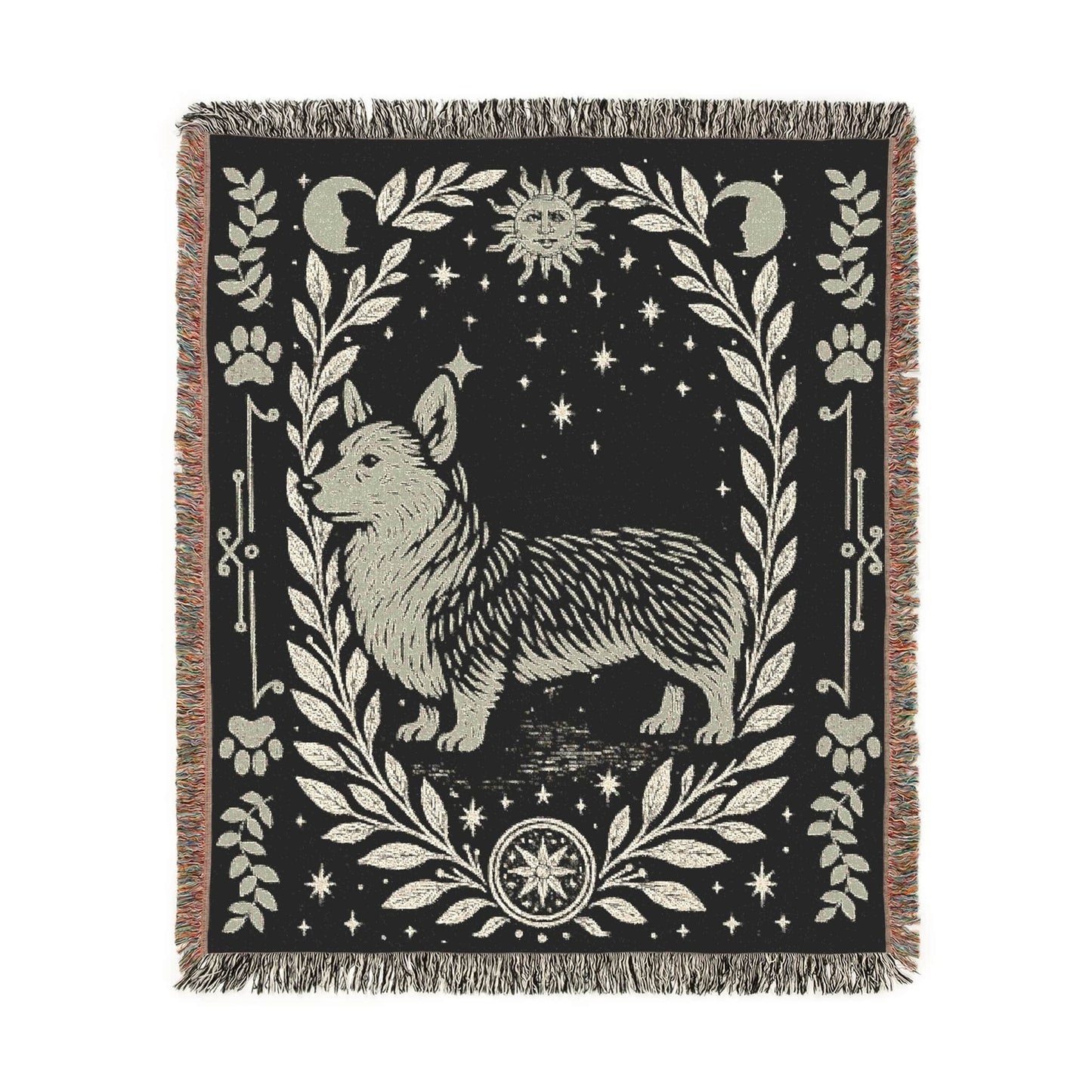 Printify Blanket Corgi Celestial Woven Blanket