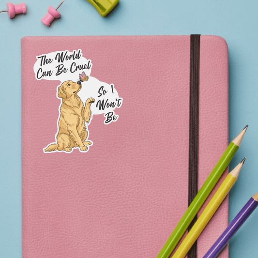 Cruel World Black Golden Retriever Sticker