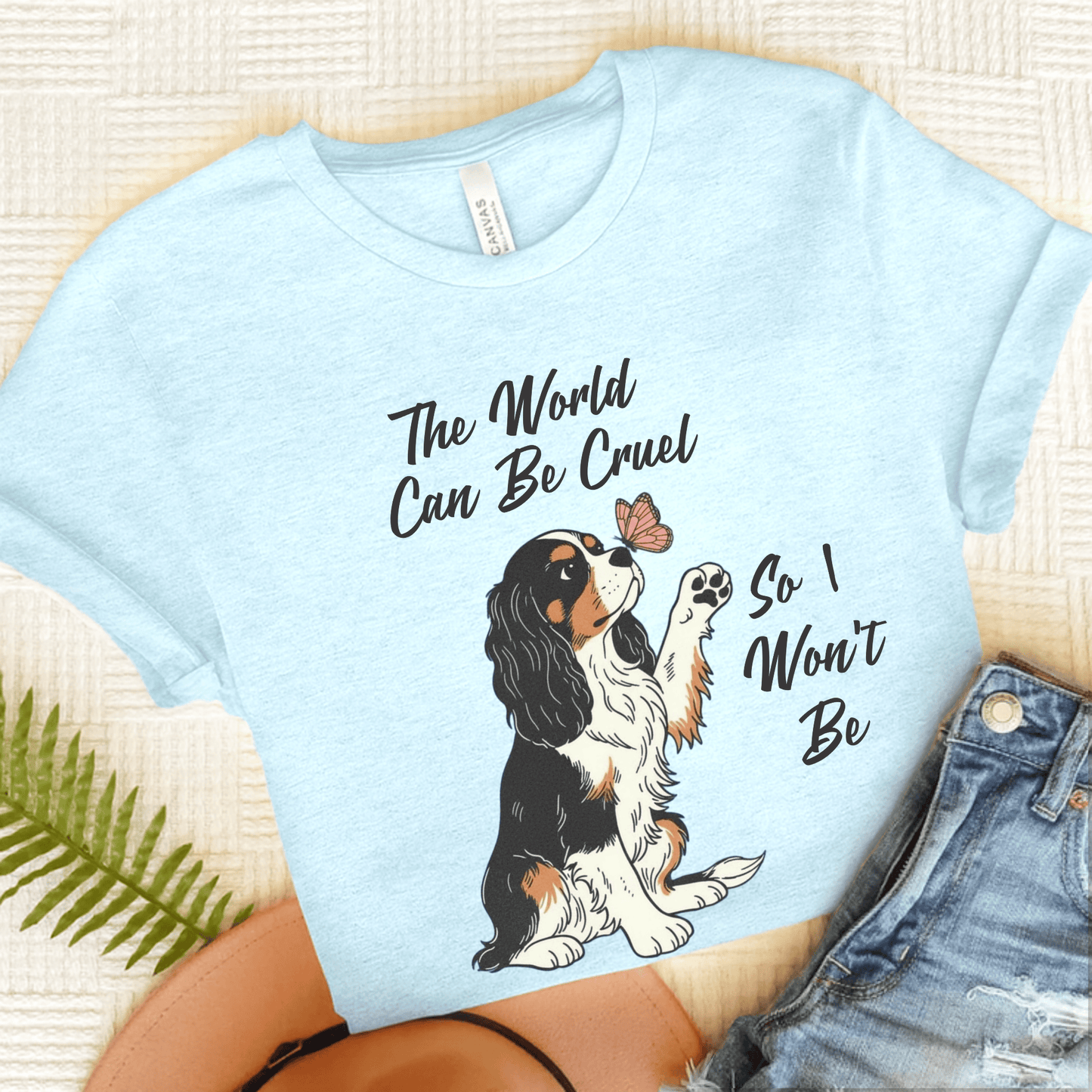 Personalized Cruel World Cavalier Unisex Tshirt Heather Ice Blue