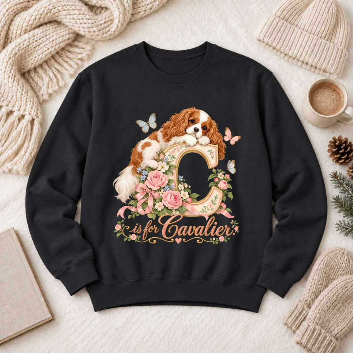 Customizer 1466 LW Sweatshirt Dark / Black / S Custom Cavalier Alphabet Garden Unisex Sweatshirt