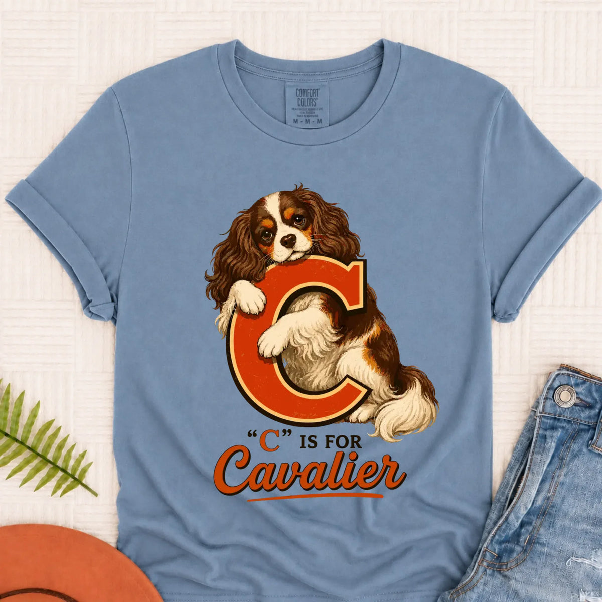 Custom Cavalier Alphabet Unisex TShirt Blue Jean