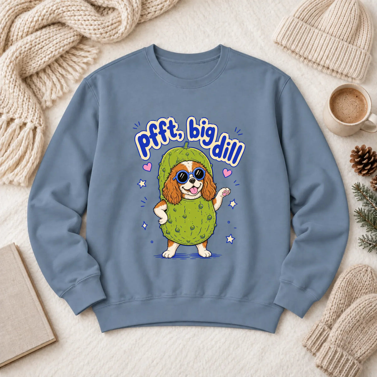 Customizer 1466 LW Sweatshirt Dark / Blue Jean / M Custom Cavalier Big Dill Pickle Unisex Sweatshirt