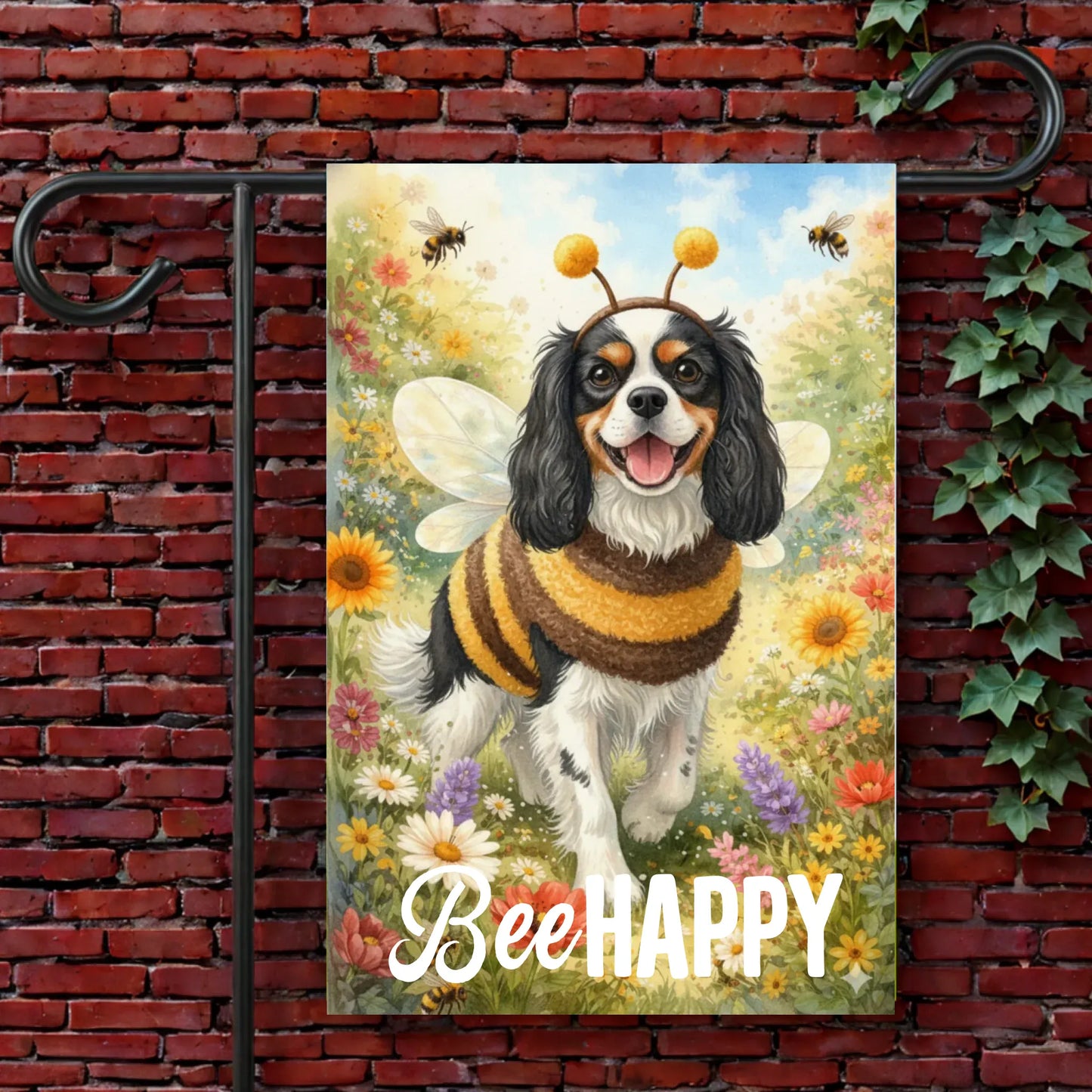 Custom Cavalier Bumble Bee Garden Flag 12'' × 18''