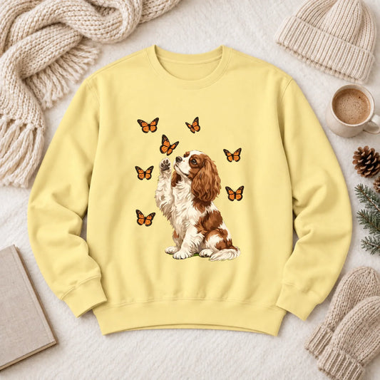Custom Cavalier Butterfly Unisex Sweatshirt Butter