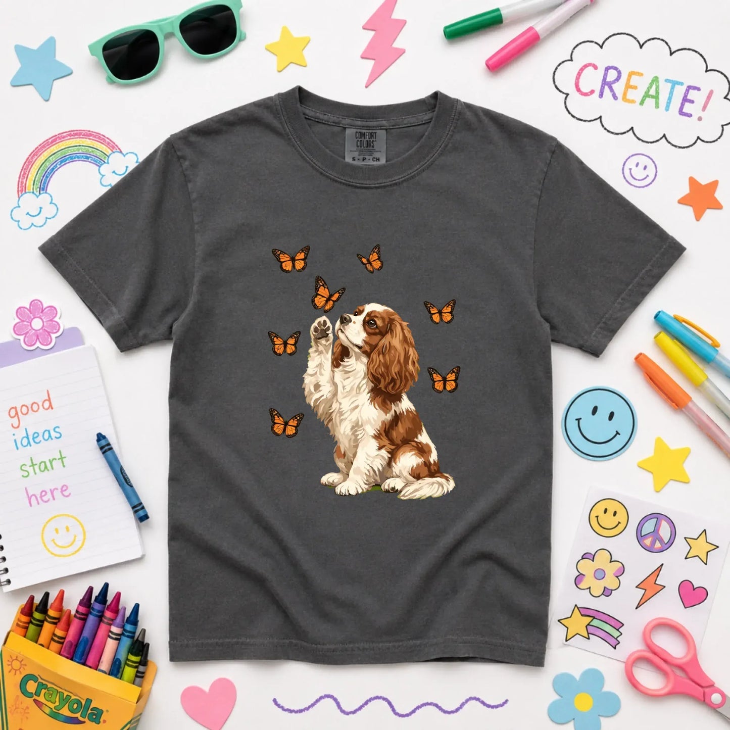 Custom Cavalier Butterfly Unisex YOUTH Tshirt Pepper