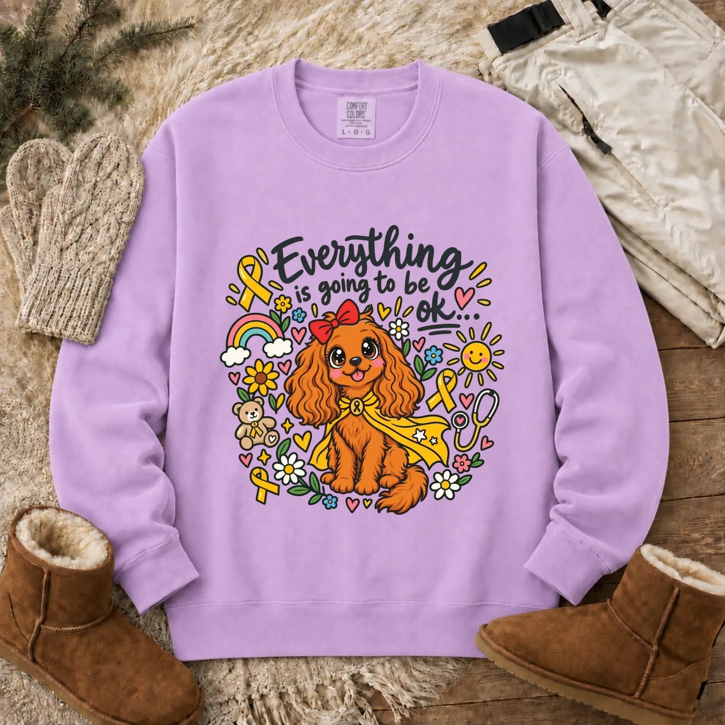 Sweatshirt Orchid / S Custom Cavalier Childhood Cancer Unisex Sweatshirt