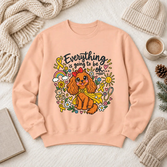 Custom Cavalier Childhood Cancer Unisex Sweatshirt Peachy