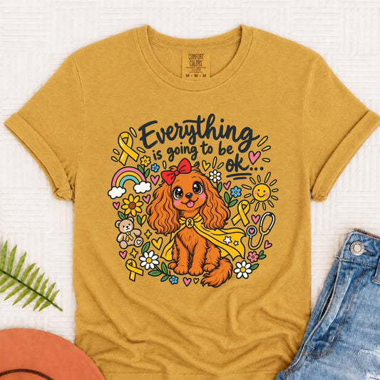 Custom Cavalier Childhood Cancer Unisex Tshirt Mustard