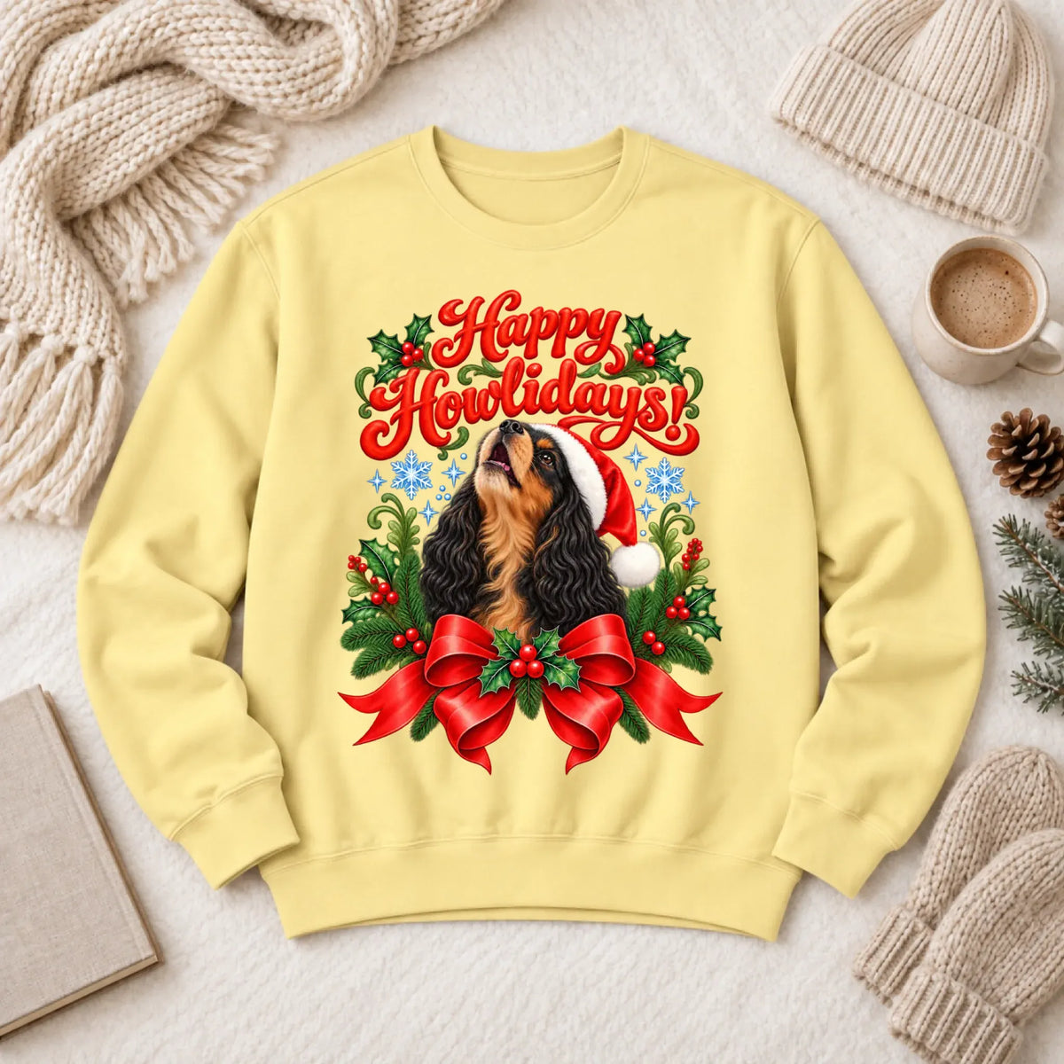 Custom Cavalier Christmas Howlidays Unisex Sweatshirt Butter