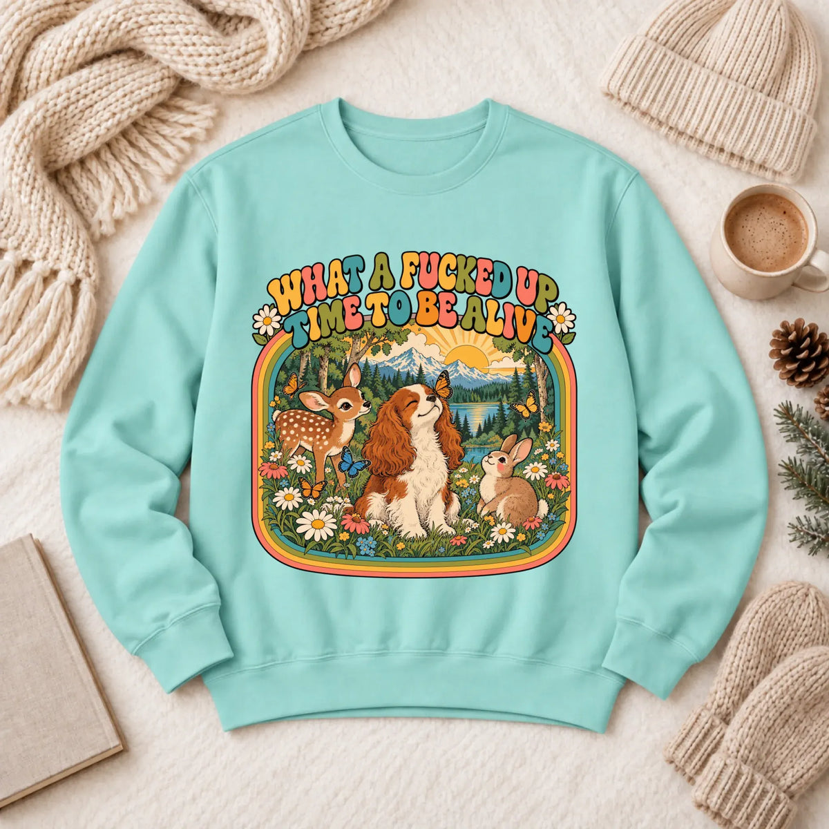 Custom Cavalier Crazy Time Funny Unisex Sweatshirt Chalky Mint