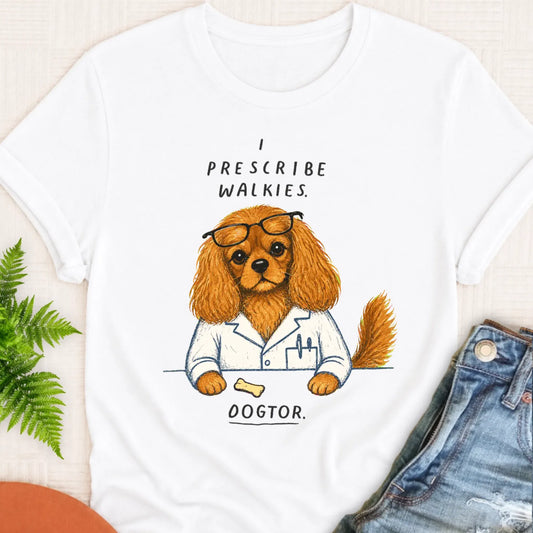 Custom Cavalier Doctor Walkies Unisex TShirt White