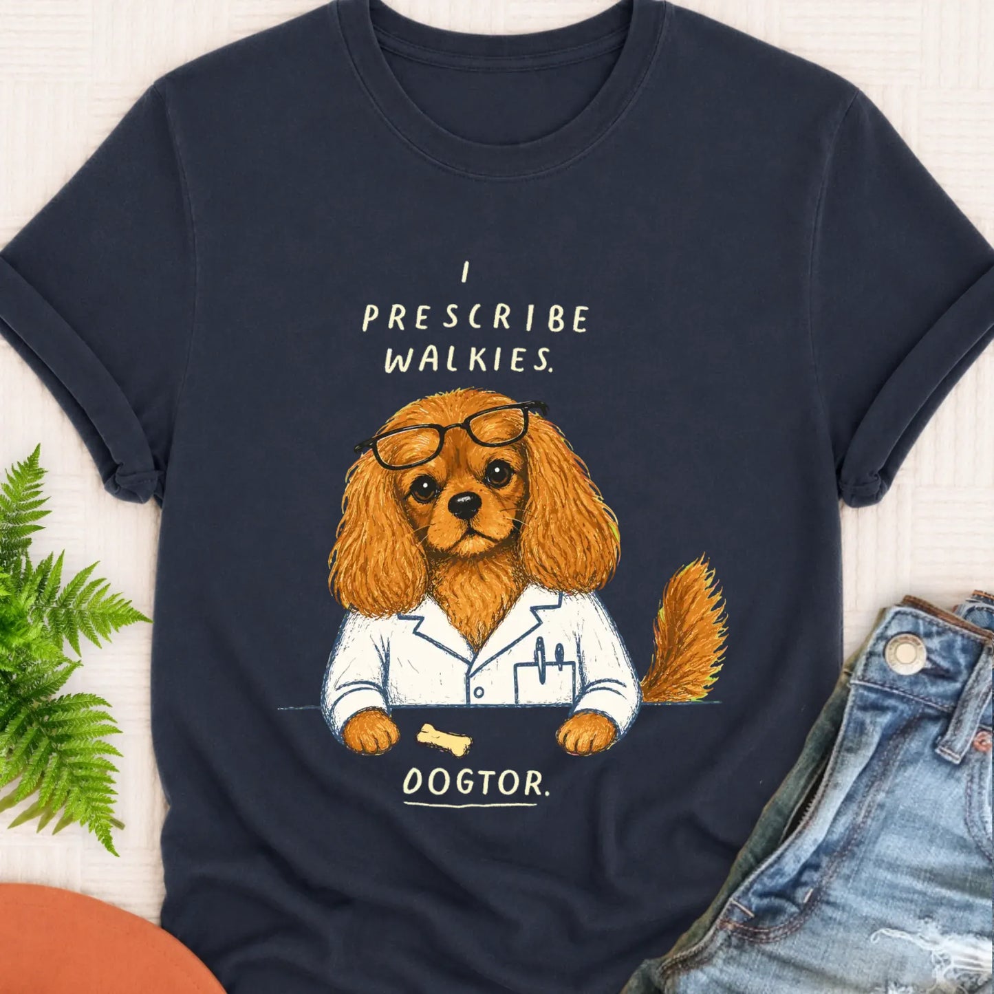 T-Shirt Navy / S Custom Cavalier Doctor Walkies Unisex TShirt